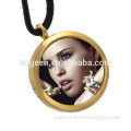 2015 photo frame charm round gold plating glass pendant